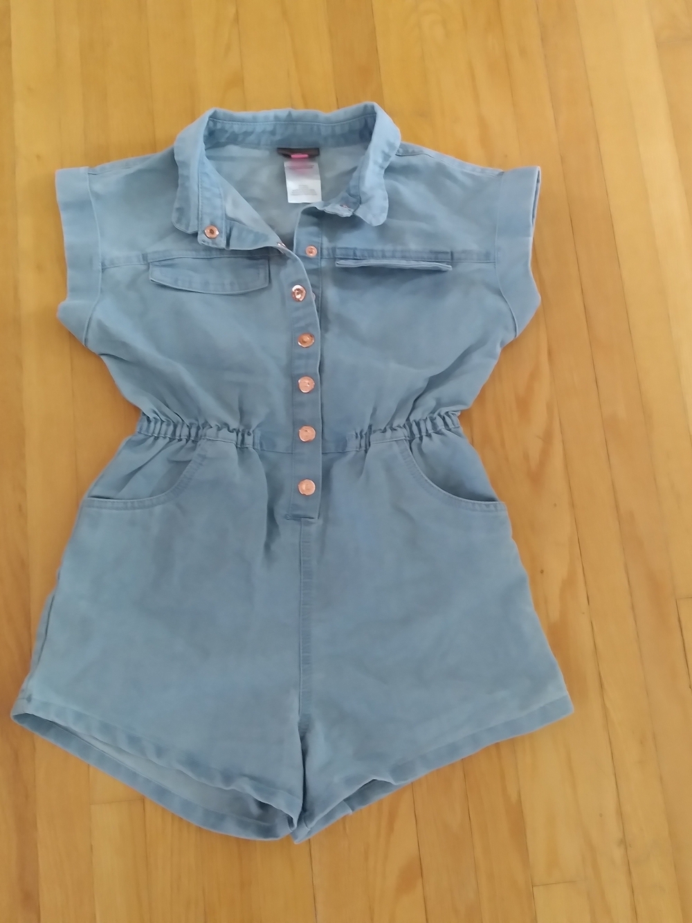 Vince Camuto Light Blue Denim Short Sleeve One-Piece Romper